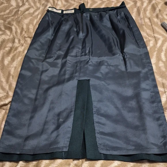 Vintage Rafaella Dark Green Wool Straight Maxi Skirt Size 16 - Picture 8 of 10